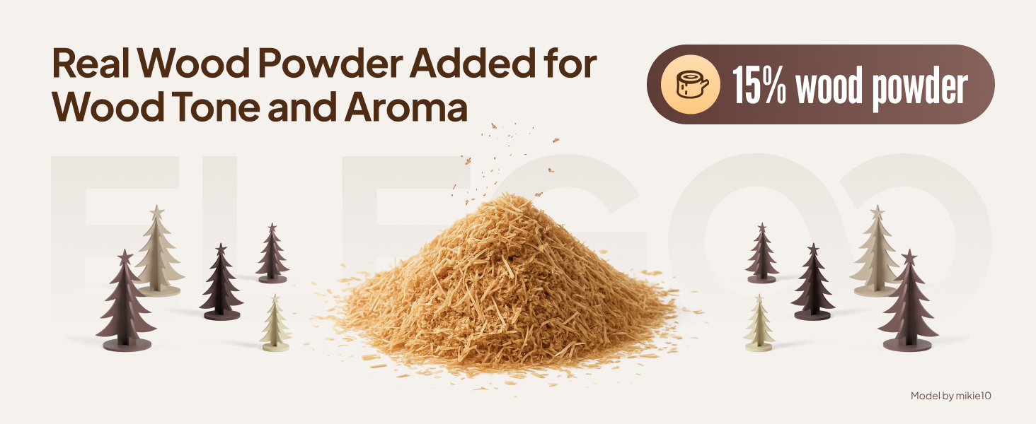 Real Wood Powder Added for Wood Tone and Aroma