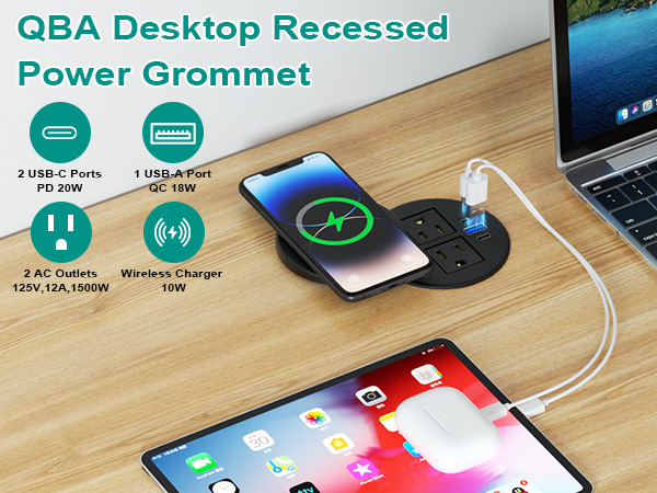 recessed power grommet
