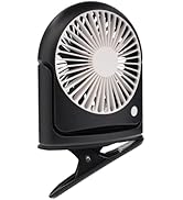 Treva 5 Inch Rechargeable Powered Clip Fan 3 Speed Slim and Portable Indoor and Outdoor Cooling M...
