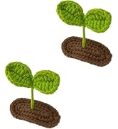 2 Pcs Hand Knitting Green Bean Sprout Hair Clips, Cute Plant Hair Accessories for Kids and Adults...