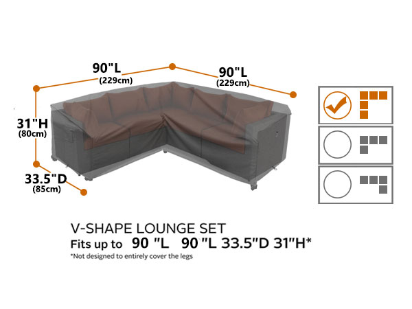 V shaped patio furniture covers 90X90