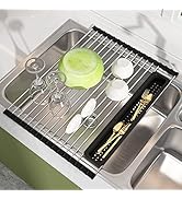 JASIWAY Sink Dish Drying Rack, Roll Up Dryer Rack for Inside Sink, Expandable 304 Stainless Steel...