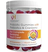 vH essentials Probiotic Gummies with Prebiotics &amp; Cranberry, Concentrated Extract for Urinary Tra...