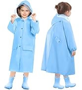 LAMA Kids Raincoat with Hood, Lightweight Raincoat for Girls, Kid Long Rain Jacket