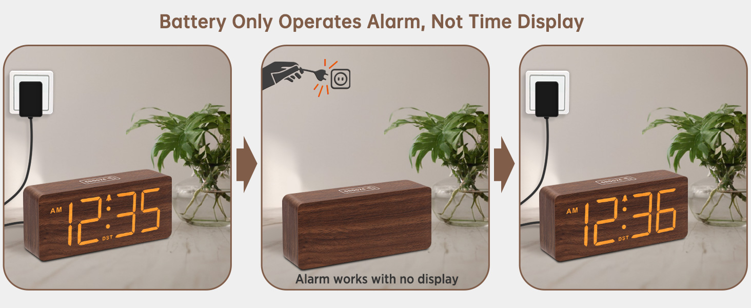 wooden alarm clock