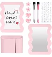 SKYDUE Locker Accessories Kit for Girls - Includes Magnetic Mirror, Whiteboard, Pen Holder, Magne...