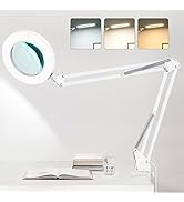 YOUKOYI LED Magnifying Lamp Metal Swing Arm Magnifier Lamp -10 Levels Brightness, 3 Color Modes, ...