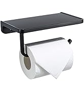 Toilet Paper Holder with Shelf,Wall Mounted Bathroom Accessories Tissue Roll Dispenser with Detac...