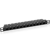 Tecmojo 12-Port Cat6 Patch Panel, 0.5U Rack Mount Modular Panel with Keystone Coupler, for 10" Se...