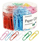 DANRONG Colored Paper Clips,560 Pcs Medium 1.3 Inch (33 mm) Paper Clips Great for Office School S...