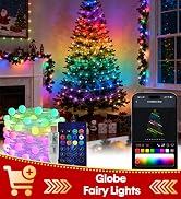 Super RGB Color Changing Globe String Lights, 33ft Smart Fairy String Lights with APP Control, Mi...
