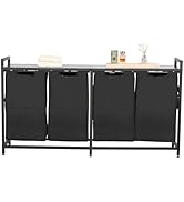 VEVOR 4 Section Laundry Sorter, Large Laundry Hamper with Metal Frame and Wooden Tabletop, Freest...