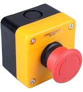 DMWD 1Pc 22mm Red Mushroom Emergency Stop Push Button Switch 2NC 600V 10Amp Latching Knob Rotary ...