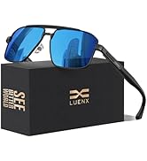 LUENX Aviator Sunglasses for Men Retro Square Polarized Polygon Shades UV 400 Protection