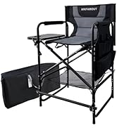 WKFAMOUT Tall Folding Directors Chair with Side Table 26.77" Seat Height Foldable Camping Chair B...