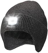 CENSGO Fleece Lined Beanie with a Light Built in, Warm Lighted Stocking Hat with Ear Flaps