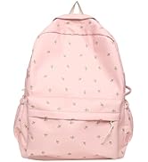 MININAI 2025 Kawaii Floral Print Backpack with Pendant Preppy Backpack Cottagecore Bag Coquette A...