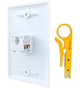 BOPLAT 1 Port CAT6 Ethernet Punch Down Jack Wall Plate with Tool - 1 Gang Cat 6 RJ45 Keystone Jac...