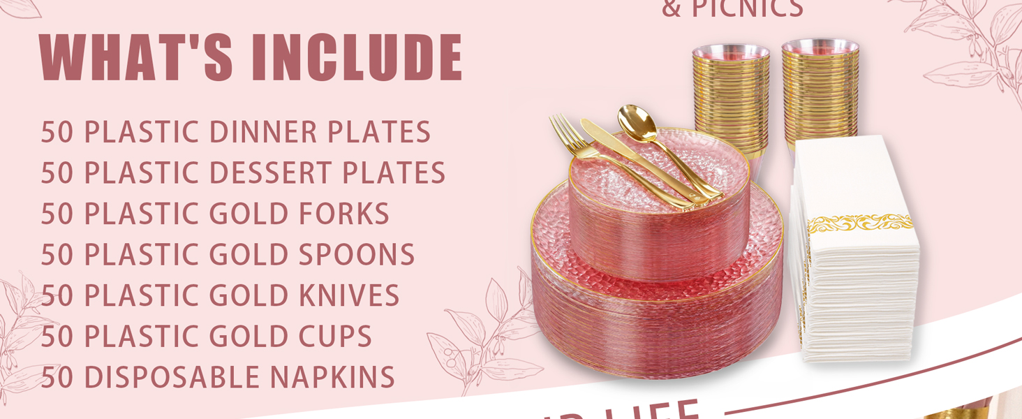 350 pcs gold dinnerware set