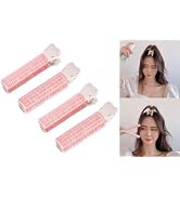 4PCS Pink Hair Rollers with Clip Volumizing Hair Root Clips Bangs Curler DIY Styling Accessories ...