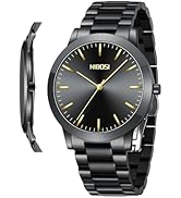 NIBOSI Men Watches Analog Quartz Stainless Steel Black Watches for Men Waterproof Business Classi...
