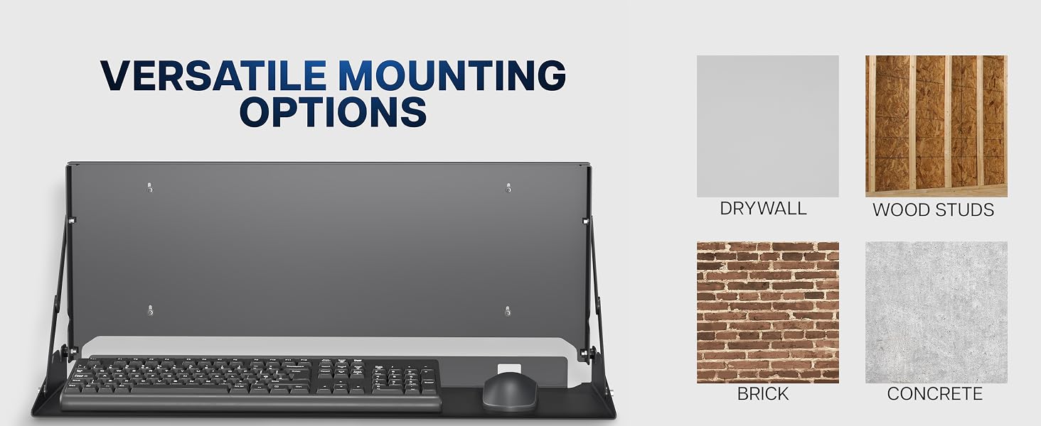 Flip Down Keyboard Tray Wall Mount mounting options
