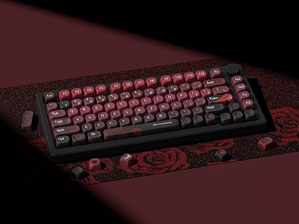 Vintage Red Rose Keycap Set