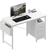 DUMOS 39" Computer Desk with Storage, Small Home Office Desk with 3 Fabric Drawers &amp; Side Pocket,...
