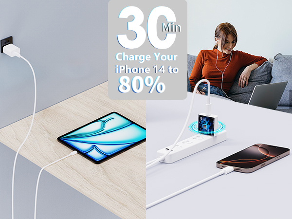 Apple MFi Certified 2Pack iPhone Charger Fast Charging 20W USB C Wall Block Type C Charger Chargers