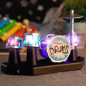 Touch sensitive desk drum set novelty music toy with unique beats freestyle demo record modes