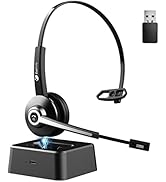 Trucker Bluetooth Headset, Wireless Headset with Microphone Noise Canceling &amp; USB Dongle, Bluetoo...