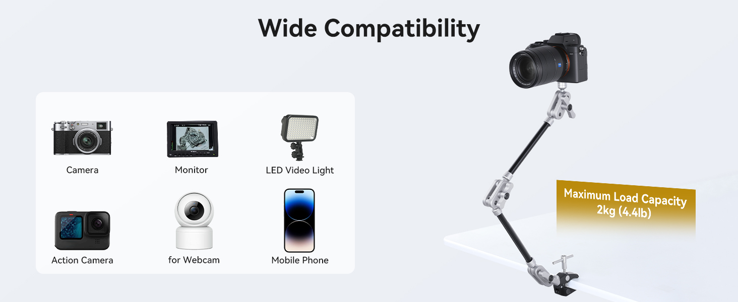 magic arm clamp overhead camera mount
