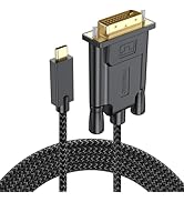 USB C to DVI Cable 6 Feet, USB Type C to DVI (One-Directional) Cord Braided 1080P@60Hz for Laptop...