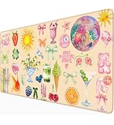 Nasdalgias Cute Pink Beige Pastel Desk Mat Colorful Bright XXL Large Mouse Pad Desk Pad Mat Flora...