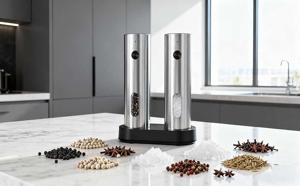 Electric Salt and Pepper Grinder Set