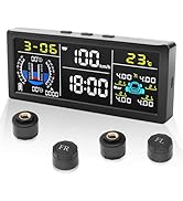 9 in-1 Tire Pressure Monitoring System Wireless Solar TPMS with 4 Sensors&amp;6 Alarm Modes Real-Time...