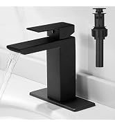 RUMOSE Matte Black Bathroom Faucets Set with Pop Up Drain Single Handle Bathroom Sink Faucet 1 &amp; ...