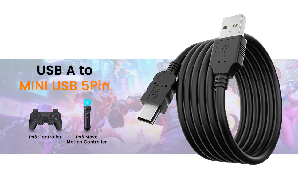 ps3 controller charger cable playstation 3 charging mini usb cable