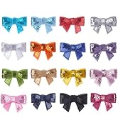 48 Pcs Mini Bow Patches Iron on Sequin,16 Colors Small Bows Iron on Patch for Christmas Gifts,Hat...