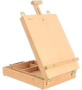 Kuyal Table Top Painting Easel, Adjustable Wood Table Sketch Box Easel, Desktop Artist Easel for ...