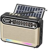 G Keni Portable Solar Radio AM FM SW with Rechargeable Battery Operated, Shortwave Bluetooth Radi...