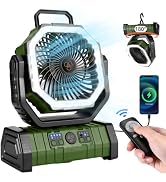 Odoland 30000mAh Camping Lantern with Fan, Rechargeable Battery Operated Oscillating Fan Light wi...