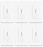 6 Pack LED Slide Dimmer Switch, Single Pole No Neutral Wire Required, 150W Max LED/CFL 600W Max I...