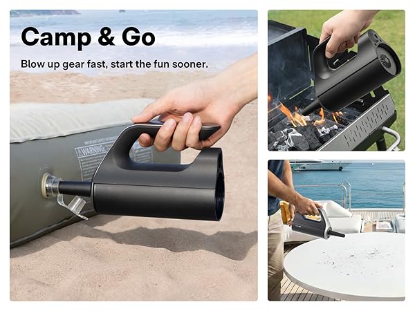  2-in-1 handheld vacuum blower for inflating air sofas mattress, campfires ignite, blowing dust boat