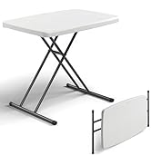 FurniEdge 30'' Folding Table - 3-Level Adjustable Height Multi-Purpose Foldable Table, 200LBS Wei...