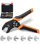 6-in-1 Crimping Tool Kit, Wire Crimping Tool with Quick-Change 6 Dies (40Cr), Ratcheting Wire Cri...