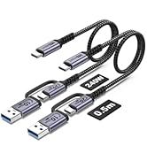 JBTOP Android Auto USB C Cable 2-in-1 [1.5ft, 2Pack] 240W Max USB 3.1 Gen 2 Fast Charging CarPlay...
