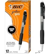 BIC Gelocity Pro Retractable Gel Pen with 0.7 mm Medium Point, 12-Count in Black Ink for Smooth W...