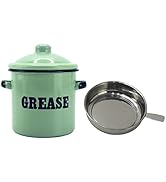 Bacon Grease Container with Strainer Enamelware Bacon Grease Can Bacon Gifts for Bacon Milk Cow S...