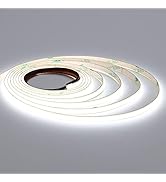 TOPAI 12V COB LED Strip Narrow 5mm Width Cool White 6000K CRI 90+ 4000lm Dotless 16.4ft 400LEDs/M...